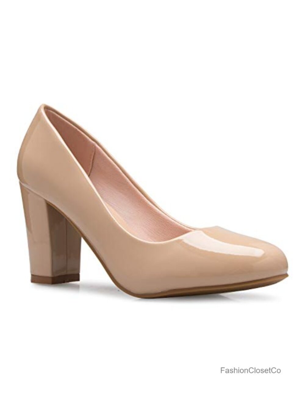 Classic Round-Toe Platform Pumps High Block Heel Cushioned Comfort